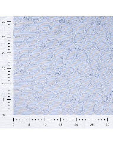 Coton et fleurs cousues, rayures bleues