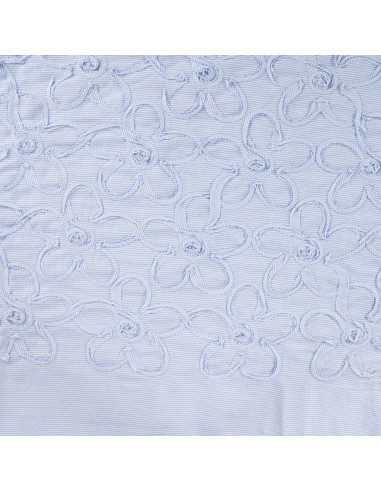 Coton et fleurs cousues, rayures bleues