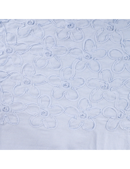 Coton et fleurs cousues, rayures bleues