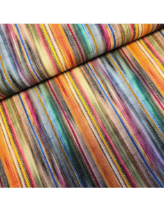 Viscose lin, impression digitale, rayures colorées