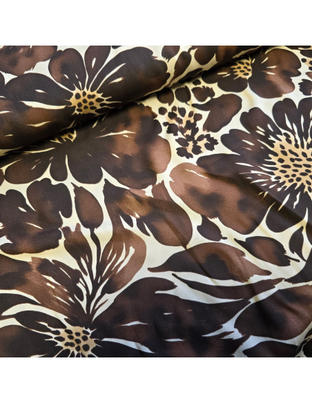 Satin de viscose, fleurs marron