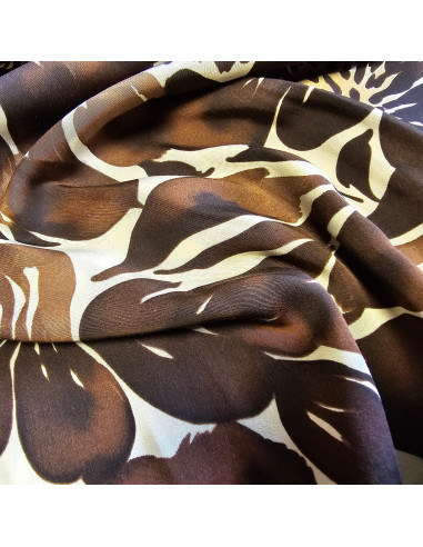 Satin de viscose, fleurs marron