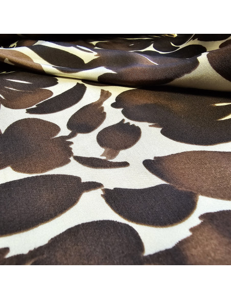 Satin de viscose, fleurs marron