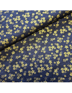 Cretonne de coton, japonisant, tatami bleu
