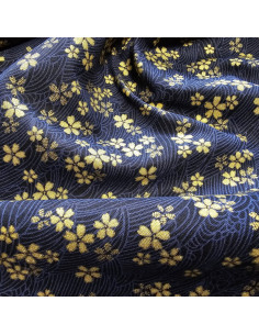 Cretonne de coton, japonisant, tatami bleu 2