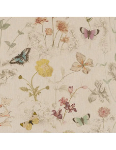 Demi-natté, aspect lin, impression digitale, papillons