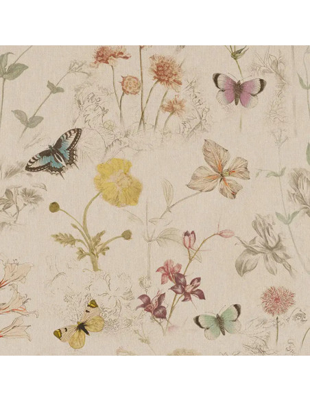 Demi-natté, aspect lin, impression digitale, papillons