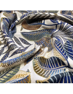 Tissu jacquard Cacao, bleu 2