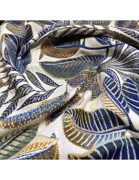 Tissu jacquard Cacao, bleu