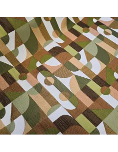 Tissu, Jacquard Géométrique Abstrait, Bronze, Kaki & Marron, Laize 140 cm, 84% Polyester 16% Coton 306g/m²