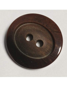 Bouton polyester 2 trous, 28 mm, rond, marron