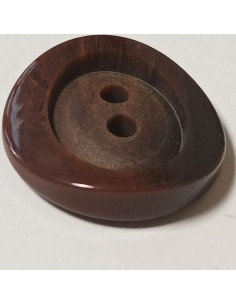 Bouton polyester 2 trous, 28 mm, rond, marron 2