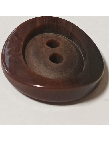 Bouton polyester 2 trous, 28 mm, rond, marron
