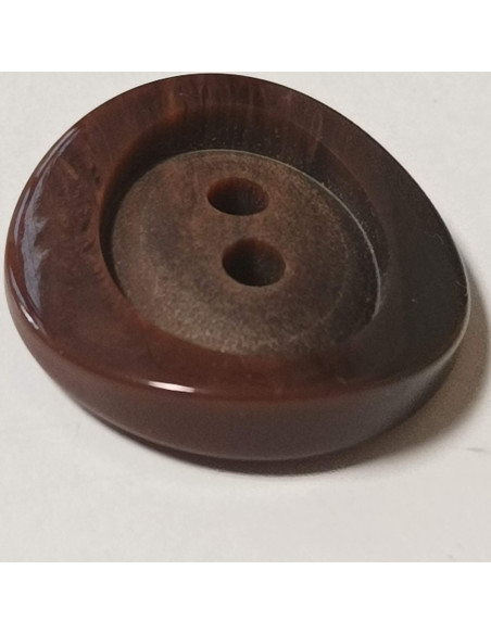 Bouton polyester 2 trous, 28 mm, rond, marron