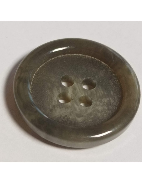 Bouton polyester 4 trous, 20 mm, rond, vert