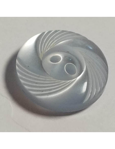 Bouton polyester 2 trous, 14 mm, rond, bleu