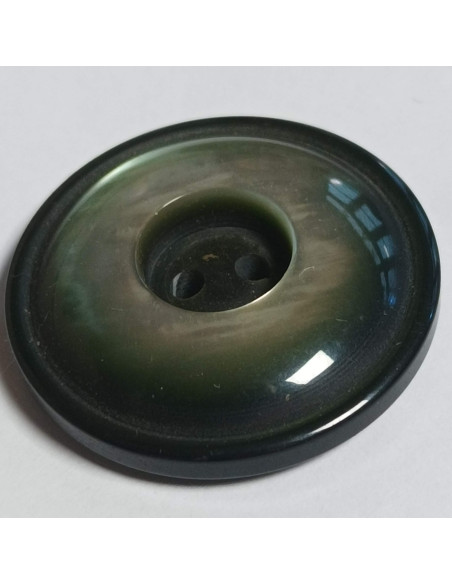 Bouton polyester 2 trous, 31 mm, rond, vert