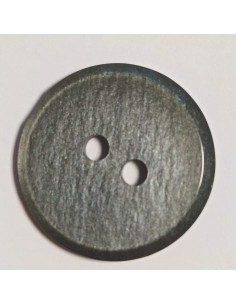 Bouton polyester 2 trous, 23 mm, rond, gris