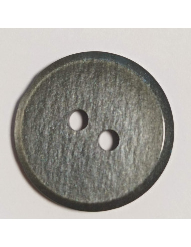 Bouton polyester 2 trous, 23 mm, rond, gris