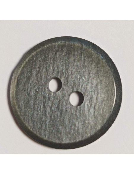 Bouton polyester 2 trous, 23 mm, rond, gris