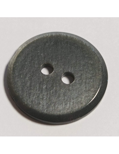 Bouton polyester 2 trous, 23 mm, rond, gris