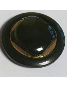 Bouton polyester à tunnel, 30 mm, rond, vert et doré 2