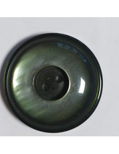 Bouton polyester 2 trous, 27 mm, rond, vert