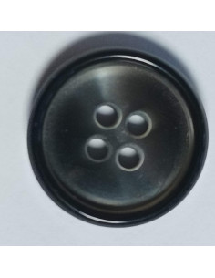 Bouton polyester 4 trous, 19 mm, rond, gris