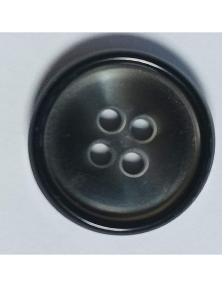 Bouton polyester 4 trous, 19 mm, rond, gris