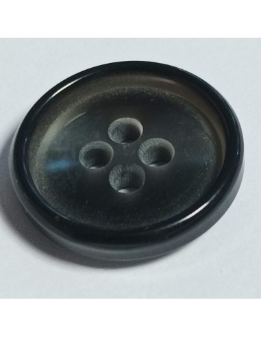 Bouton polyester 4 trous, 19 mm, rond, gris