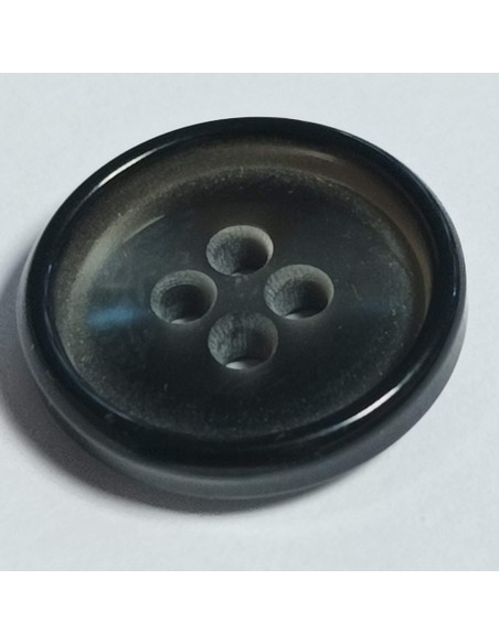 Bouton polyester 4 trous, 19 mm, rond, gris