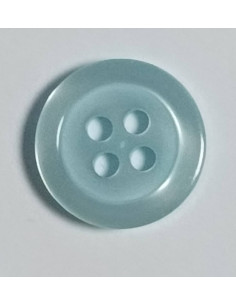 Bouton polyester 4 trous, 14 mm, rond, bleu