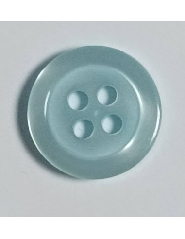 Bouton polyester 4 trous, 14 mm, rond, bleu