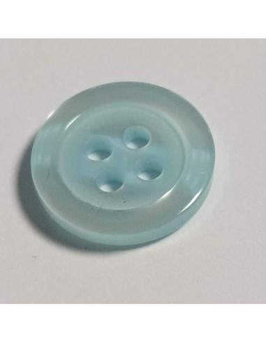 Bouton polyester 4 trous, 14 mm, rond, bleu