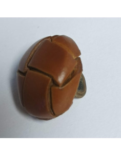 Bouton cuir à pied, 16 mm, rond, marron 2