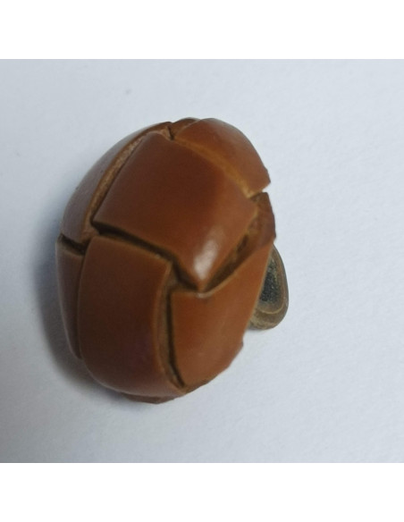 Bouton cuir à pied, 16 mm, rond, marron