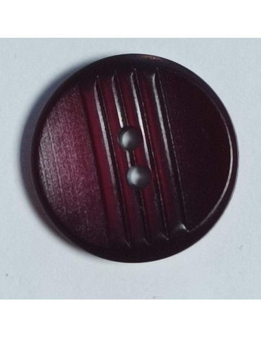 Bouton polyester 2 trous, 17 mm, rond, bordeaux