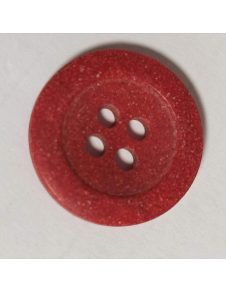 Bouton polyester 4 trous, 18 mm, rond, rouge