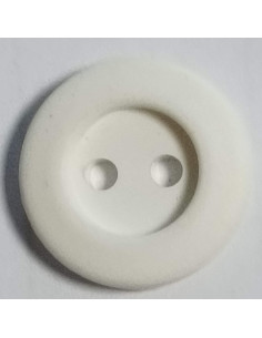 Bouton polyester 2 trous, 14 mm, rond, blanc