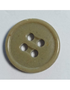 Bouton polyester 4 trous, 15 mm, rond, vert kaki