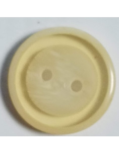 Bouton polyester 2 trous, 17 mm, rond, beige