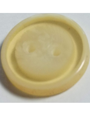 Bouton polyester 2 trous, 17 mm, rond, beige