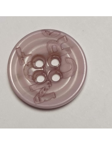 Bouton polyester 4 trous, 17 mm, rond, violet