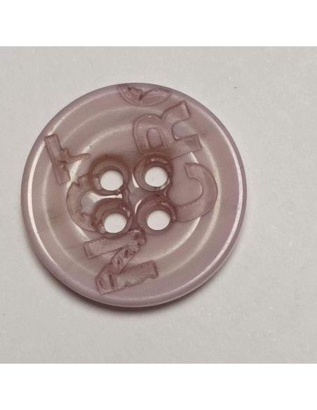 Bouton polyester 4 trous, 17 mm, rond, violet