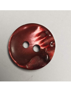 Bouton polyester 2 trous, 15 mm, rond, bordeaux