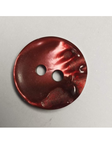 Bouton polyester 2 trous, 15 mm, rond, bordeaux