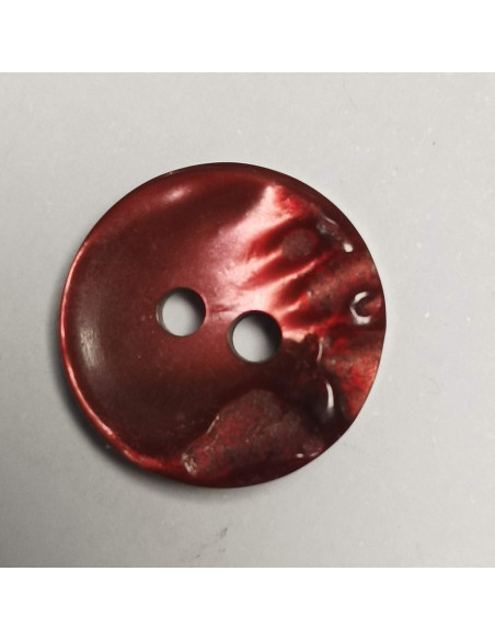 Bouton polyester 2 trous, 15 mm, rond, bordeaux