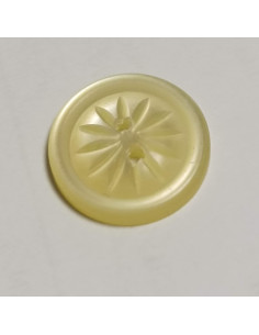 Bouton polyester 2 trous, rond, 14 mm, jaune