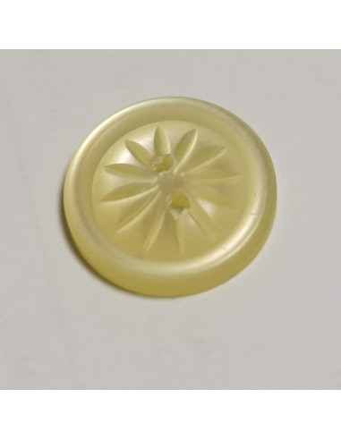 Bouton polyester 2 trous, rond, 14 mm, jaune