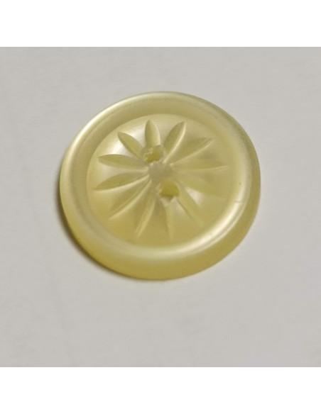 Bouton polyester 2 trous, rond, 14 mm, jaune